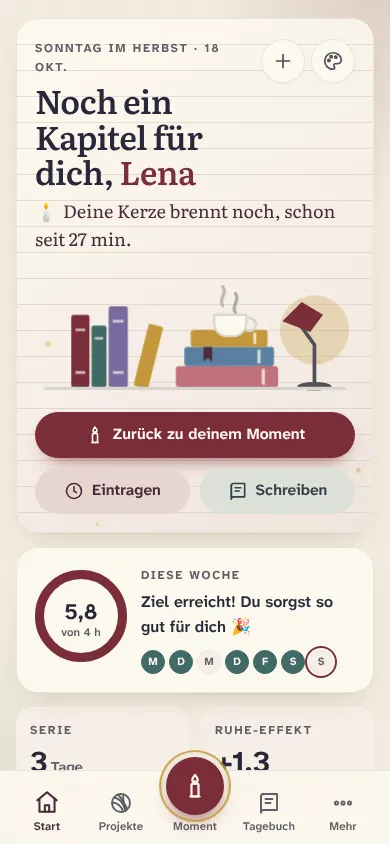 Der Startbildschirm im Stil Bibliothek