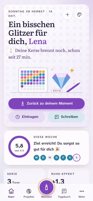 Der Startbildschirm im Stil Diamond painting