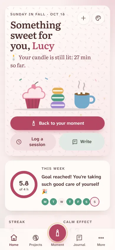 The home screen with the Bakery theme