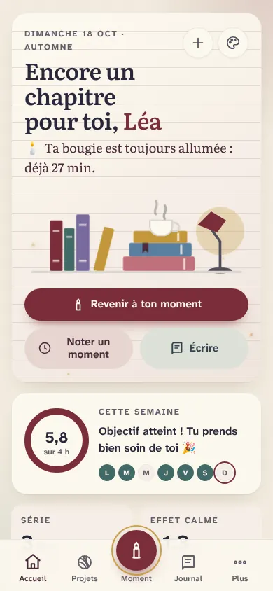 L’écran d’accueil avec l’ambiance Bibliothèque
